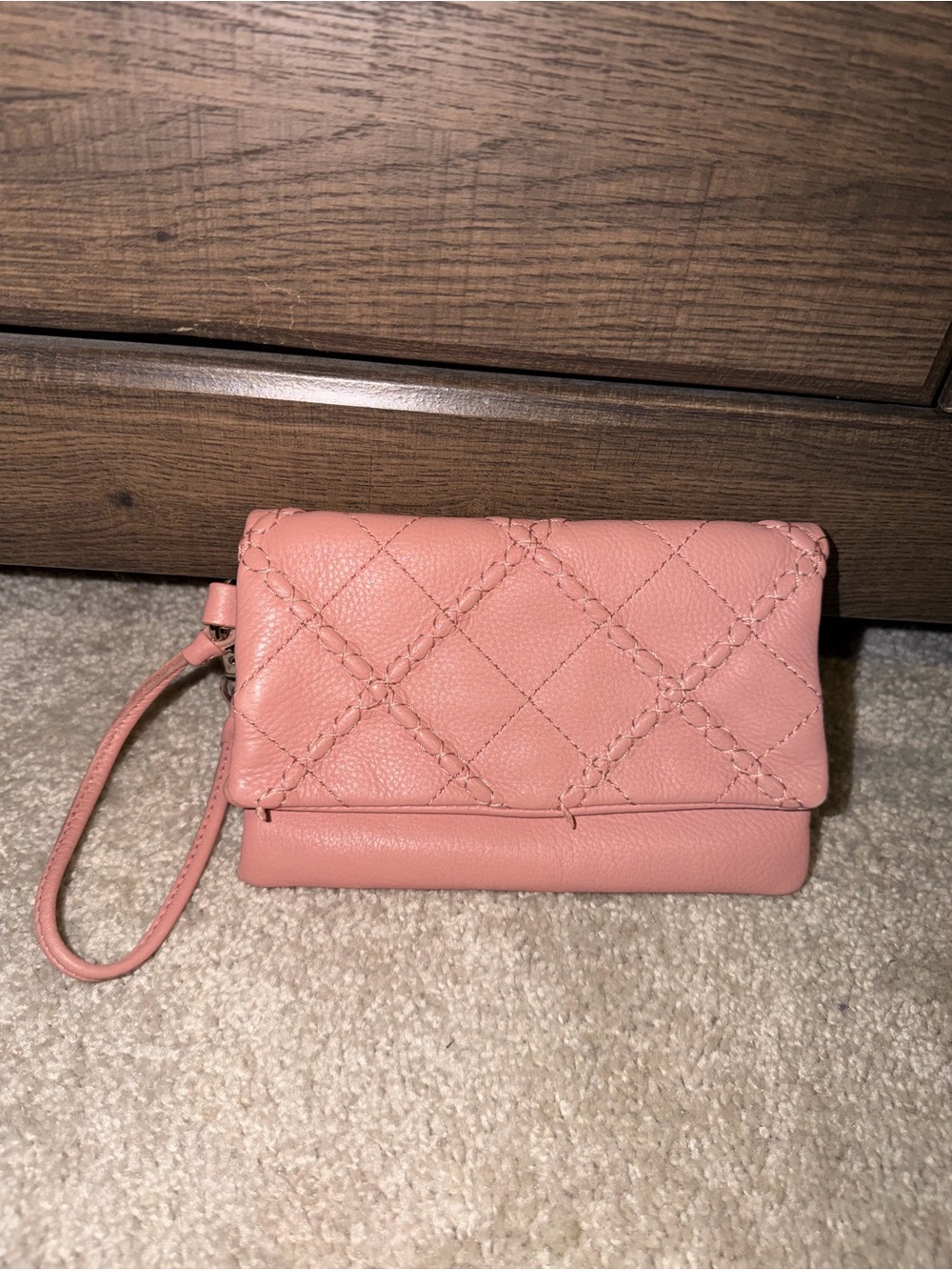 Stone Mountain Accessories Pink Quilted Leather Wristlet Clutch